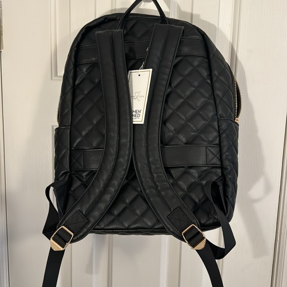 NWT Sandy Lisa St. Tropez faux Leather Black Backpack - Picture 8 of 11